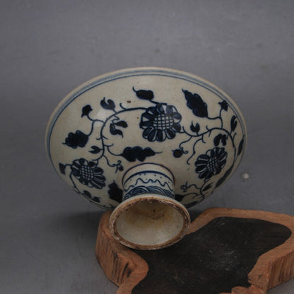 Ming Blue and White Red-crowned Crane Fruit Platter Antique Porcelain Fruit Bowl