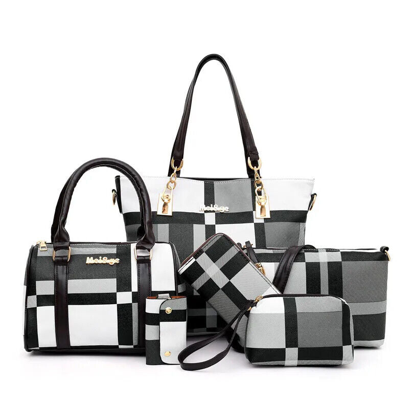 Handbags New 6 PCS Set Women Handbag Shoulder Bag Travel Ladies Crossbody Bag