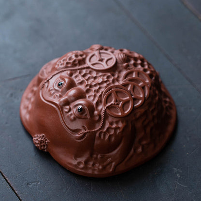 One Cup Handmade Craft Toad Mascot Wealth Design Coin Relief Yixing Zisha Teacup