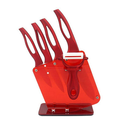 Neu Zirkonia Red Griff Keramikmesser 3" 4" 5" 6" Zoll mit Halter Küchenset
