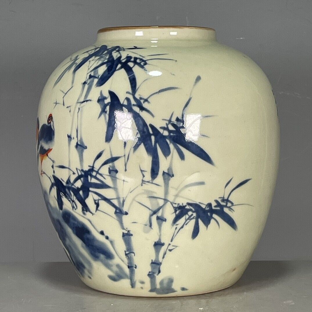 6.18" Porcelain Qing Dynasty Guangxu Blue and White Flowers and Birds Vase