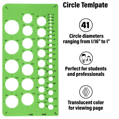 Westcott Small Circles Template - Diameters ranging from 1/16" to 1" (T-800)
