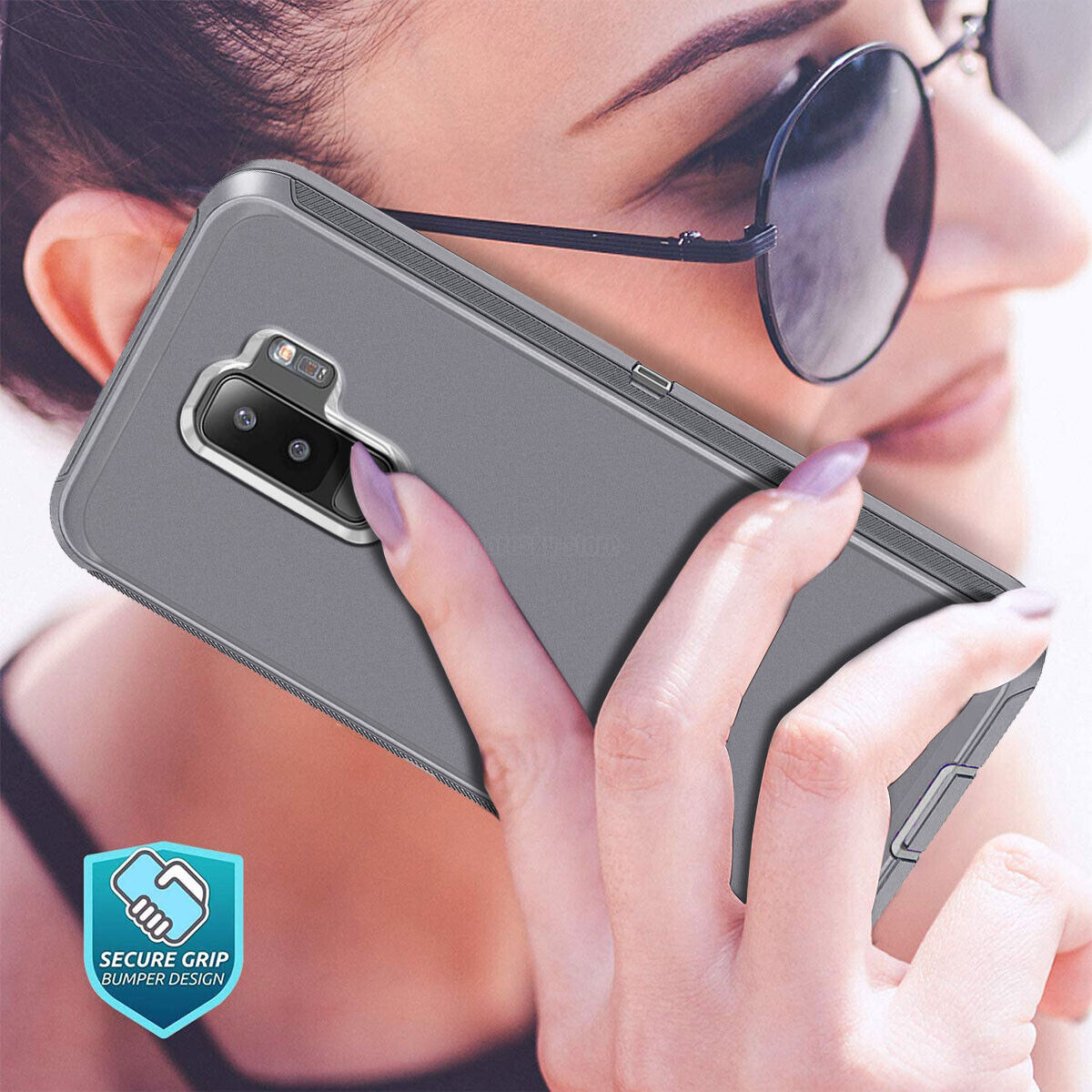 For Samsung Galaxy S9 Plus Heavy Duty Rugged Hard Soft Case / Clip Holster Stand