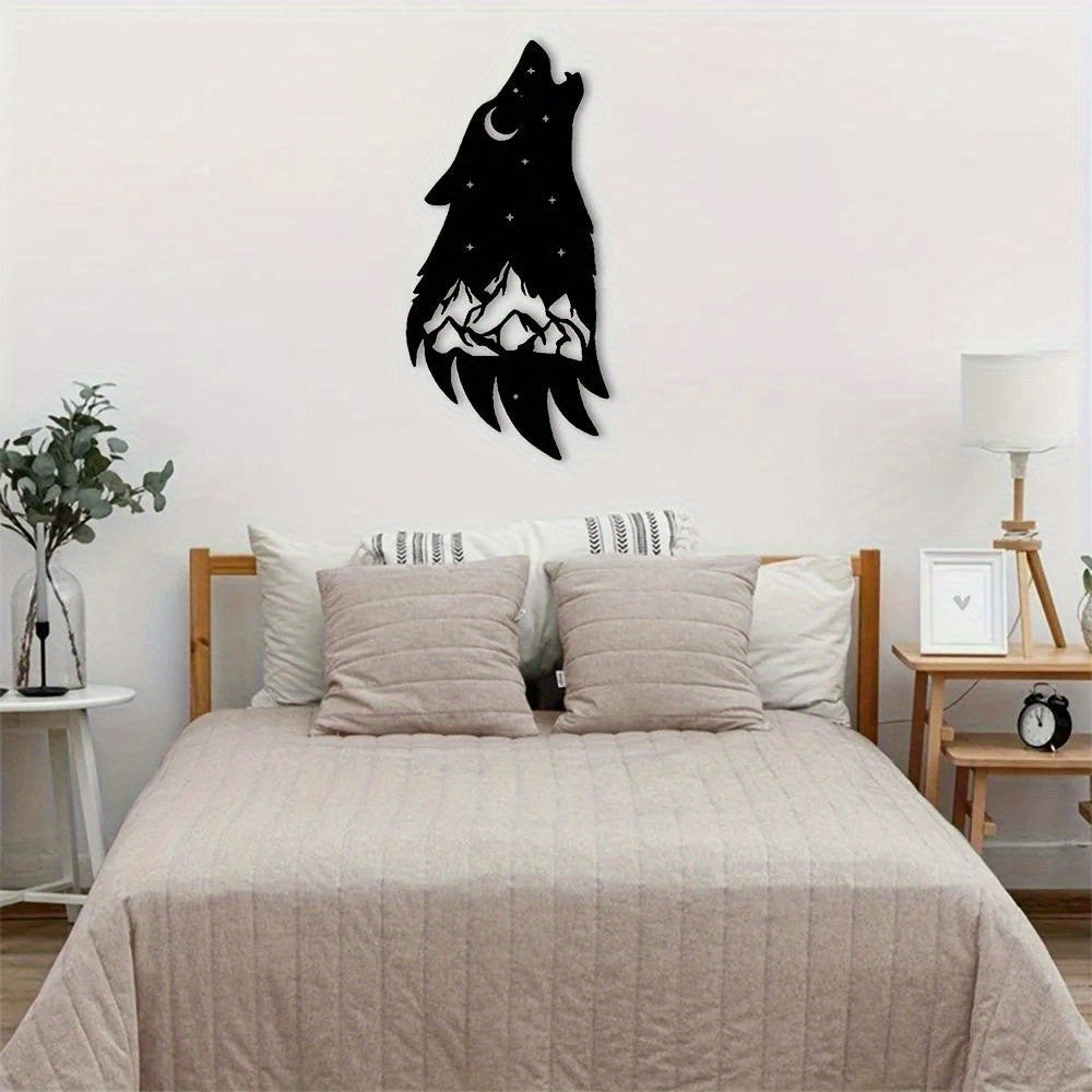 HelloYoung Howling Wolf Metal Wall Art 12in Rustic Outdoor Home Decor