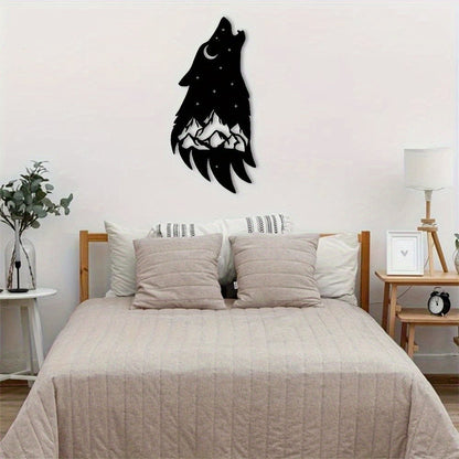 HelloYoung Howling Wolf Metal Wall Art 12in Rustic Outdoor Home Decor