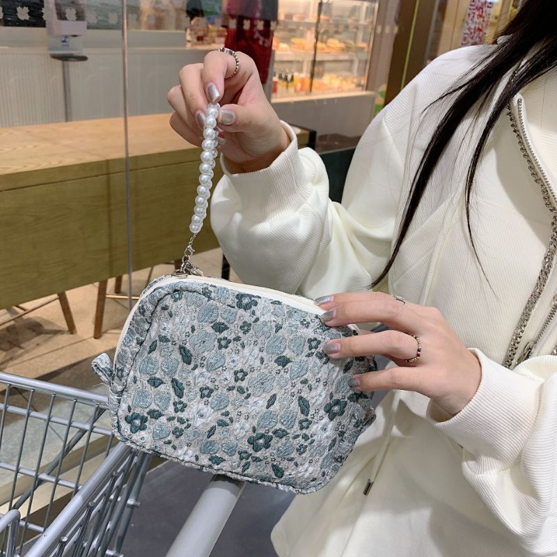 Floral Small Travel Cosmetic Bag Clutch Make Up Storage Toiletry Bags 5*15*11 CM
