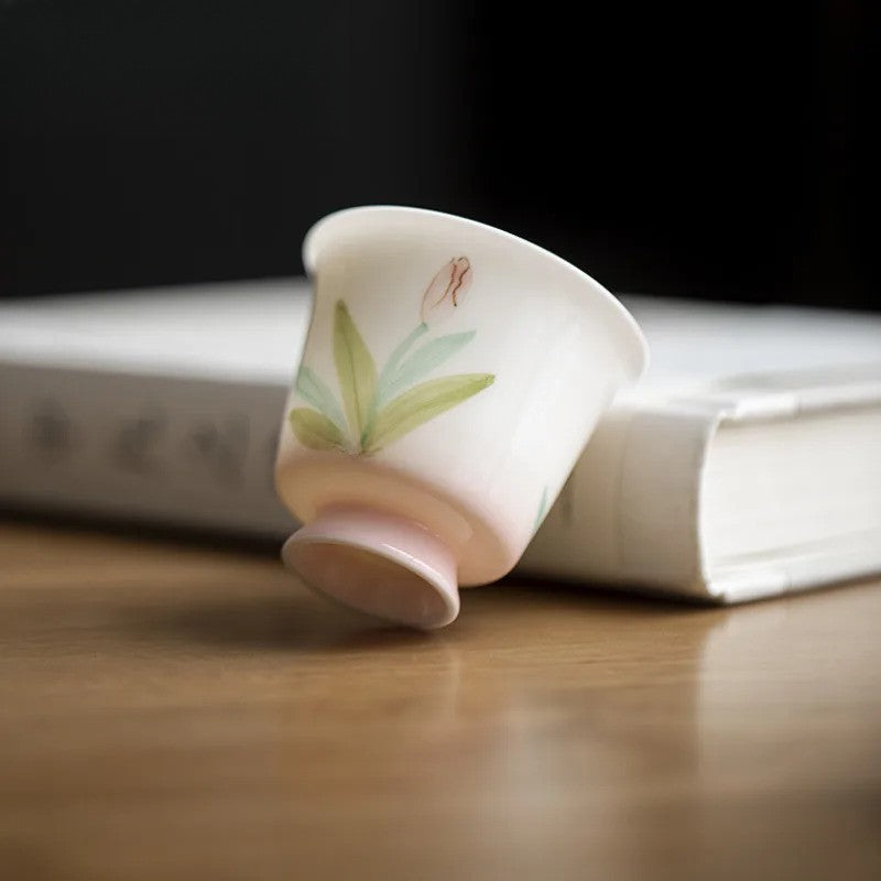 70ml Ceramic Handpainted Tulip High Footed Cup Tea-tasting Cup Master Cup