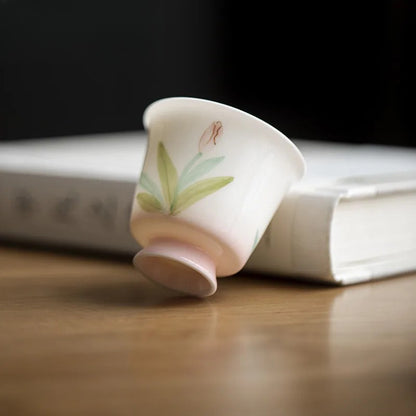 70ml Ceramic Handpainted Tulip High Footed Cup Tea-tasting Cup Master Cup
