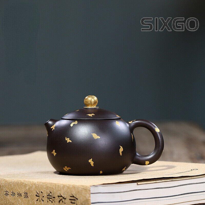 China Yixing Zisha Pottery Black Clay Handmade 150cc Mesh Teapot 撒金西施