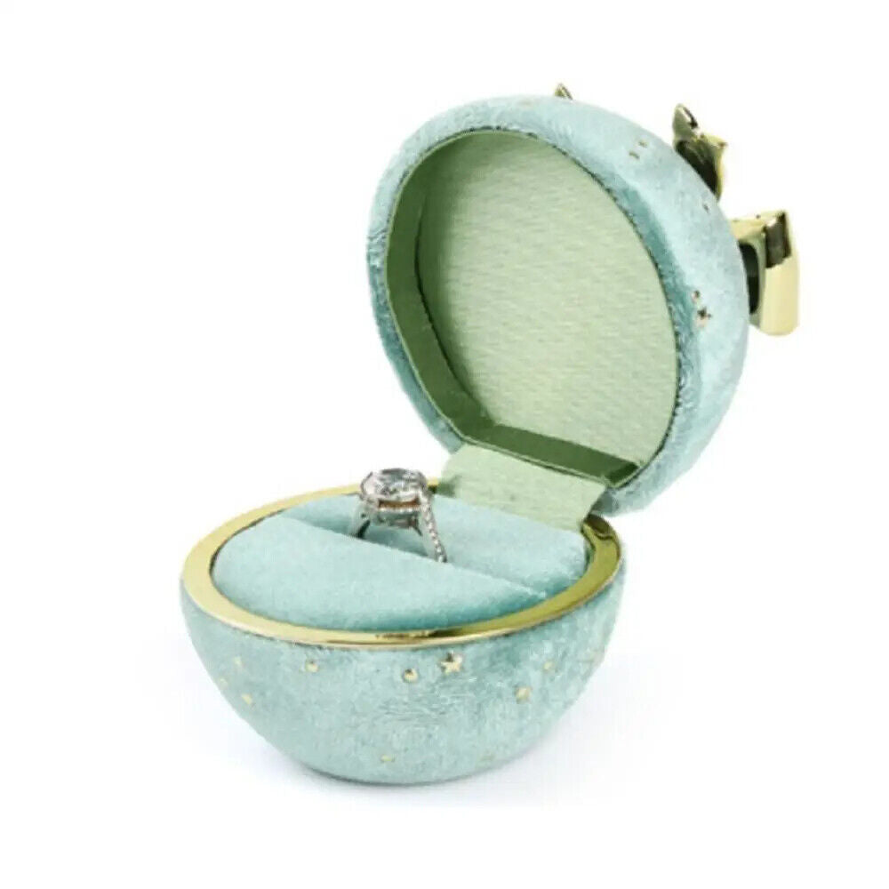 Jewelry Box Round Plastic Alloy Velvet Bow Rings Pendant Packaging Boxes 7x7x6cm