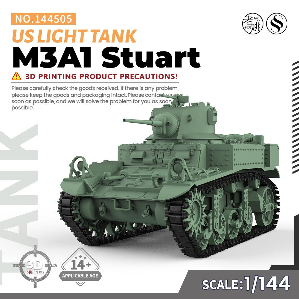 SSMODEL SS144505 1/144 Military Model Kit US M3A1 Stuart Light Tank