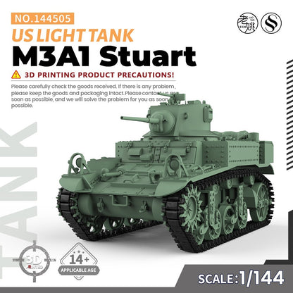 SSMODEL SS144505 1/144 Military Model Kit US M3A1 Stuart Light Tank