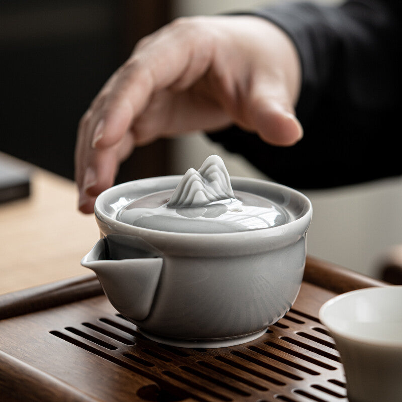 Handheld Teapot Celadon Ice Gray Glaze Ceramic Kung Fu Tea Set Pot Brewing