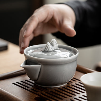 Handheld Teapot Celadon Ice Gray Glaze Ceramic Kung Fu Tea Set Pot Brewing