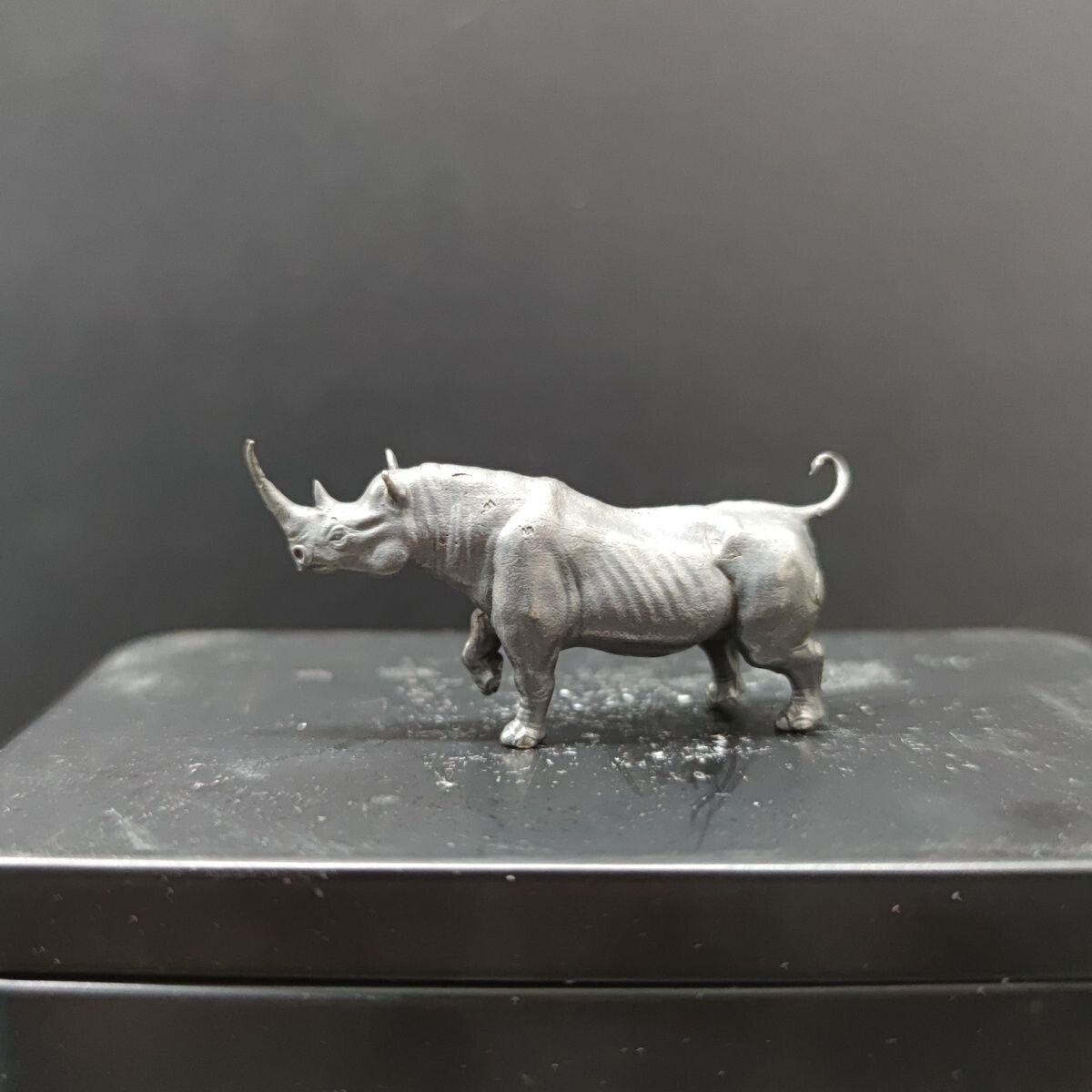 Solid Black Brass Rhinoceros Statue Animal Artwork Collection Decor