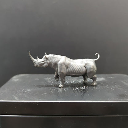 Solid Black Brass Rhinoceros Statue Animal Artwork Collection Decor