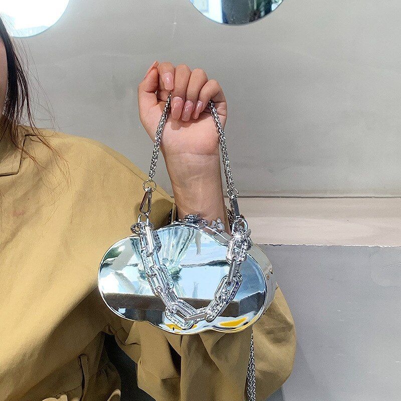 Cloud Shape Bag Silver Shoulder Purse Crossbody Bag Luxury Handbag 17*10.5*4.5CM