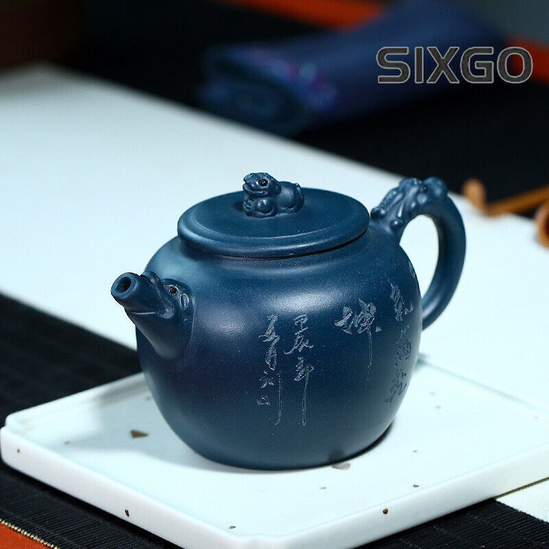 Collect Chinese Yixing Zisha Pottery Celeste Clay 350ML Auspicious Beast Teapot
