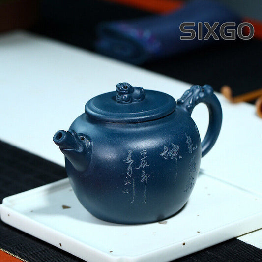 Collect Chinese Yixing Zisha Pottery Celeste Clay 350ML Auspicious Beast Teapot