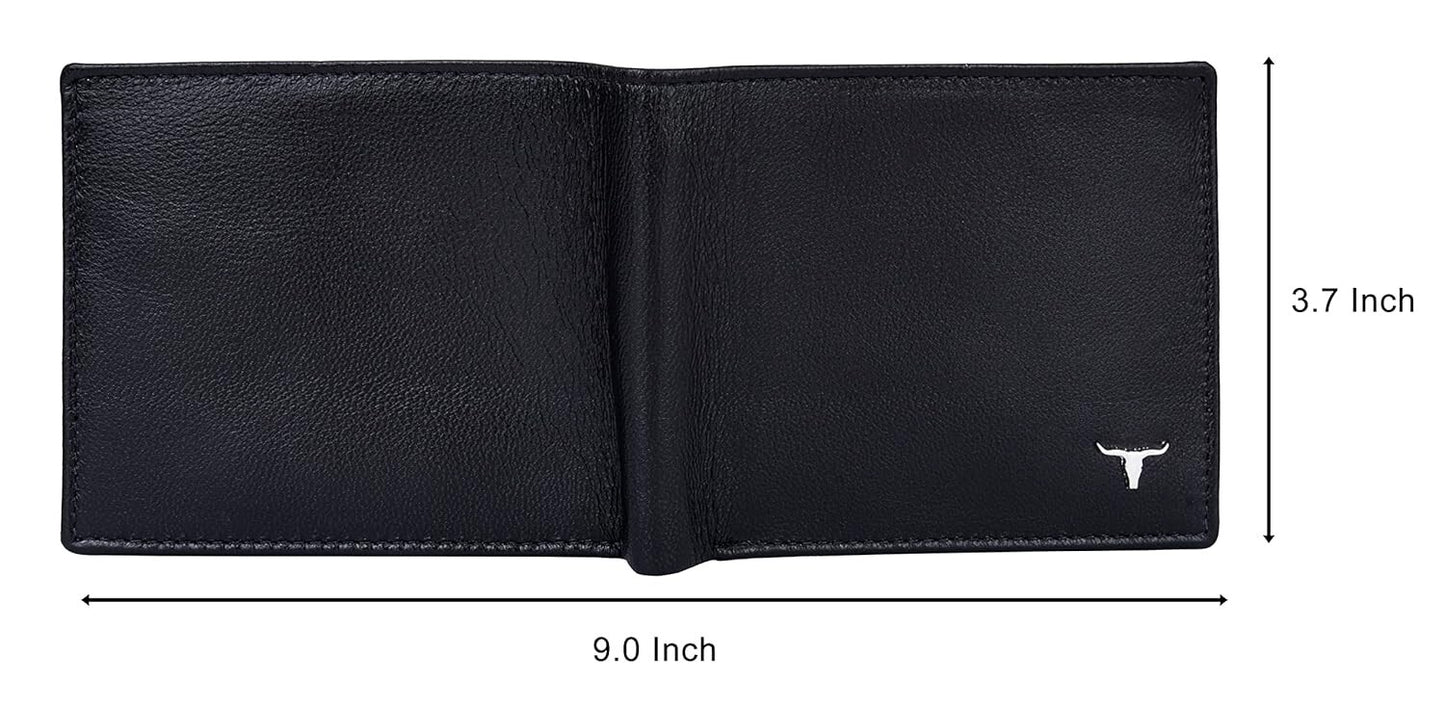 New Black Bi-Fold Leather Men's Wallet RFID Protection Gift Item