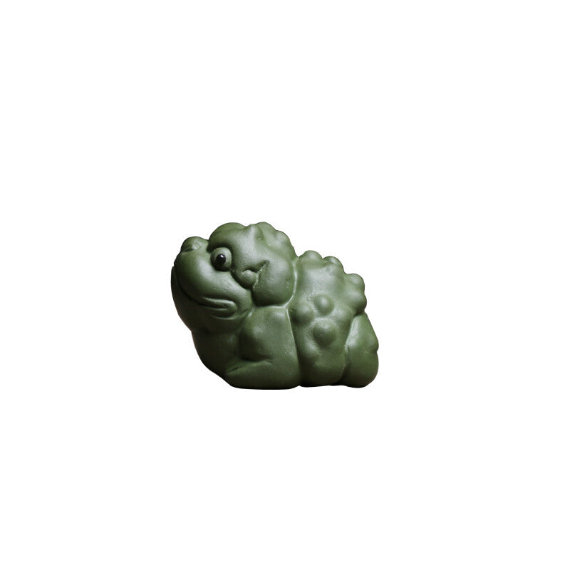 Chinese Zisha Purple Clay Tea Pet Frog Statue Small Size Green Clay Tea Play New