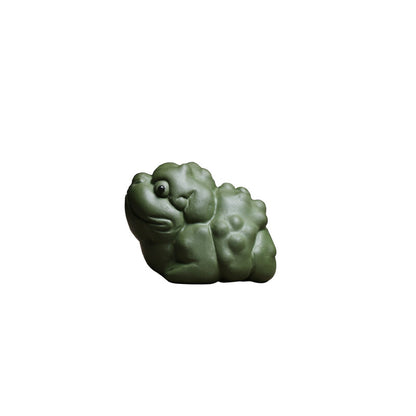 Chinese Zisha Purple Clay Tea Pet Frog Statue Small Size Green Clay Tea Play New