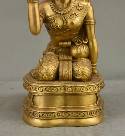 9.05" Rare Thailand Buddhism Brass Wealth Mammon God Lucky Joss Buddha Statue