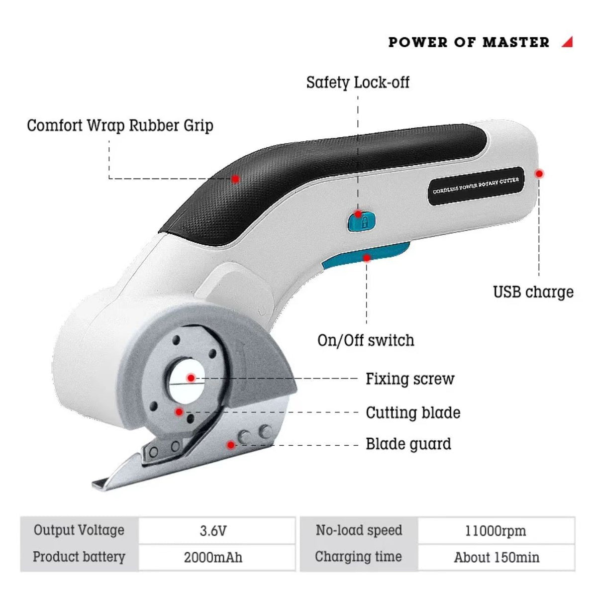 Rechargeable Cordless Lithium Pruning Shears Power Tool Cutting Cloth Paper