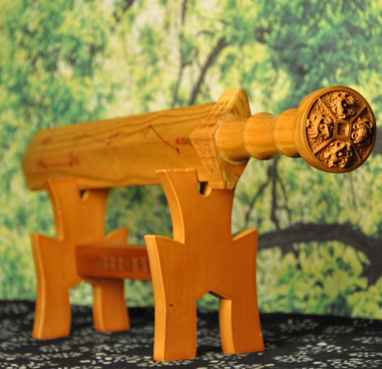 Natural Peach Wood 7 Star Sword W+ Rack Lucy Blessing Exorcise Evil Feng Shui