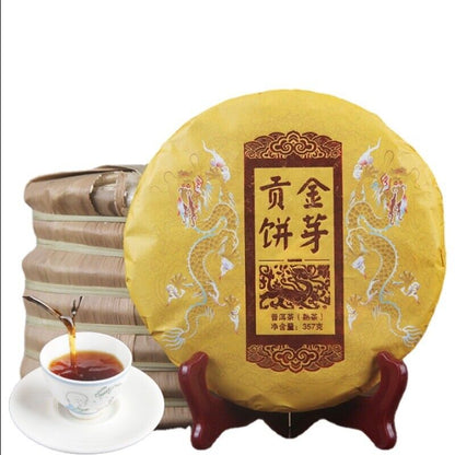 Yunnan Ripe Puerh Tea Xishuangbanna Spring Royal Tribute Gold Cake 357g/12.59oz