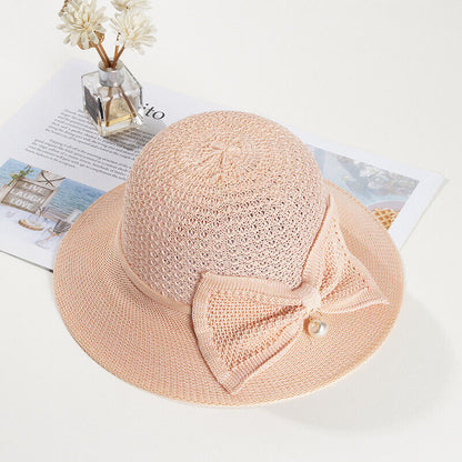 Women's Bow Large Floppy Folding Wide Brim Cap Sun Straw Summer Beach Hat New
