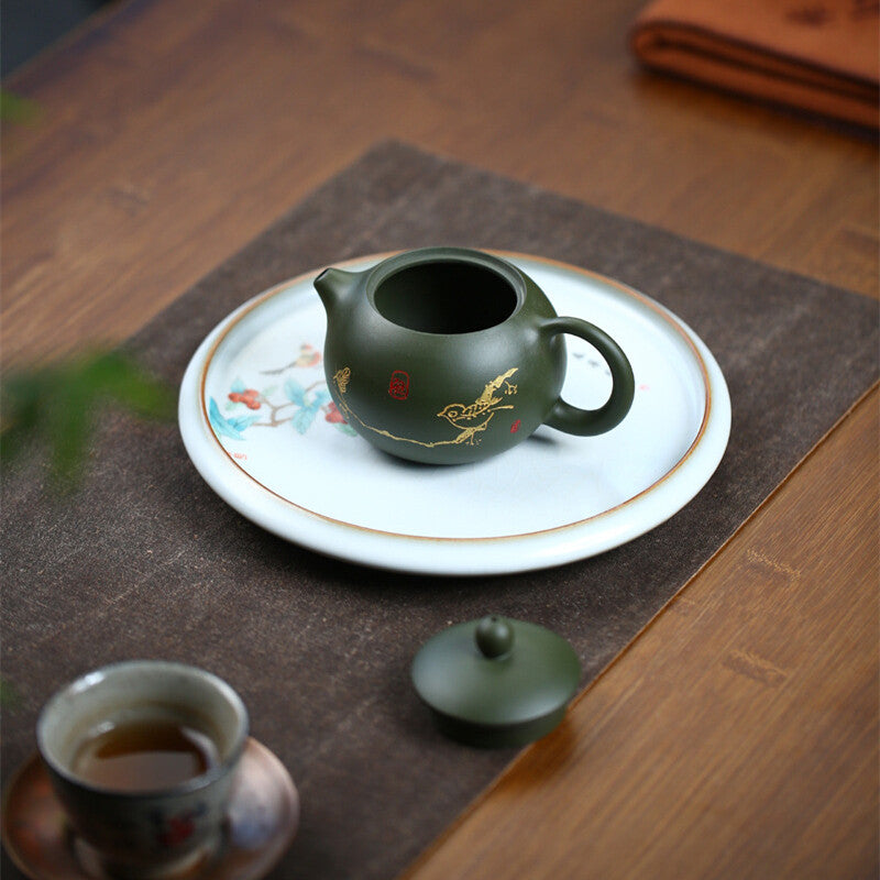 Xishi Pot Marked Real Yixing Zisha Green Clay Tea Pot Chinese Kungfu Puer Teapot