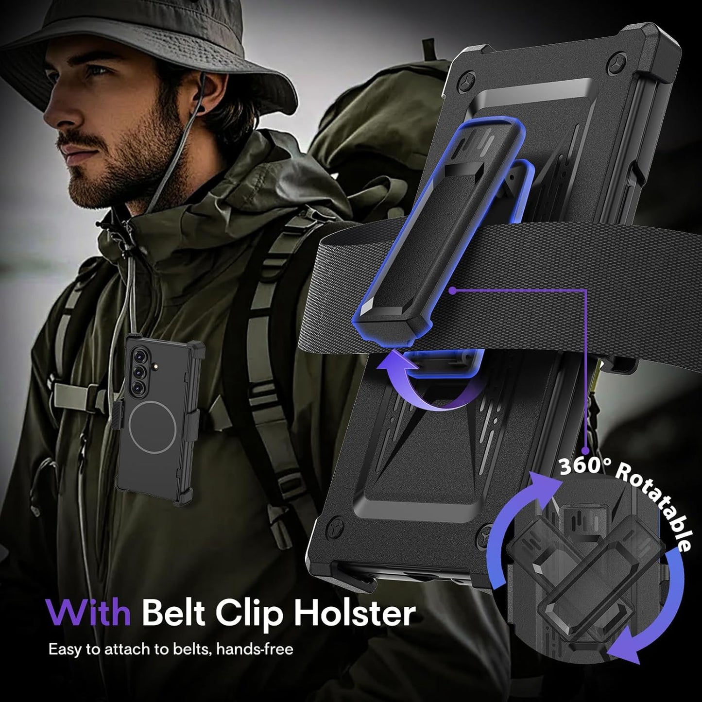 for Z Fold 7 Magnetic Case with Belt Clip Holster, Compatible with Magsafe & Hin
