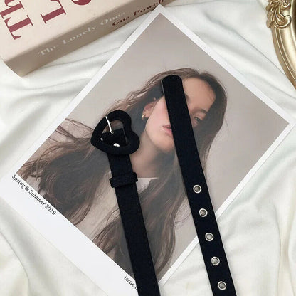 Women Belt Denim Fabric Strap Love Buckle All-Match Jeans Pink Dress Waistbands