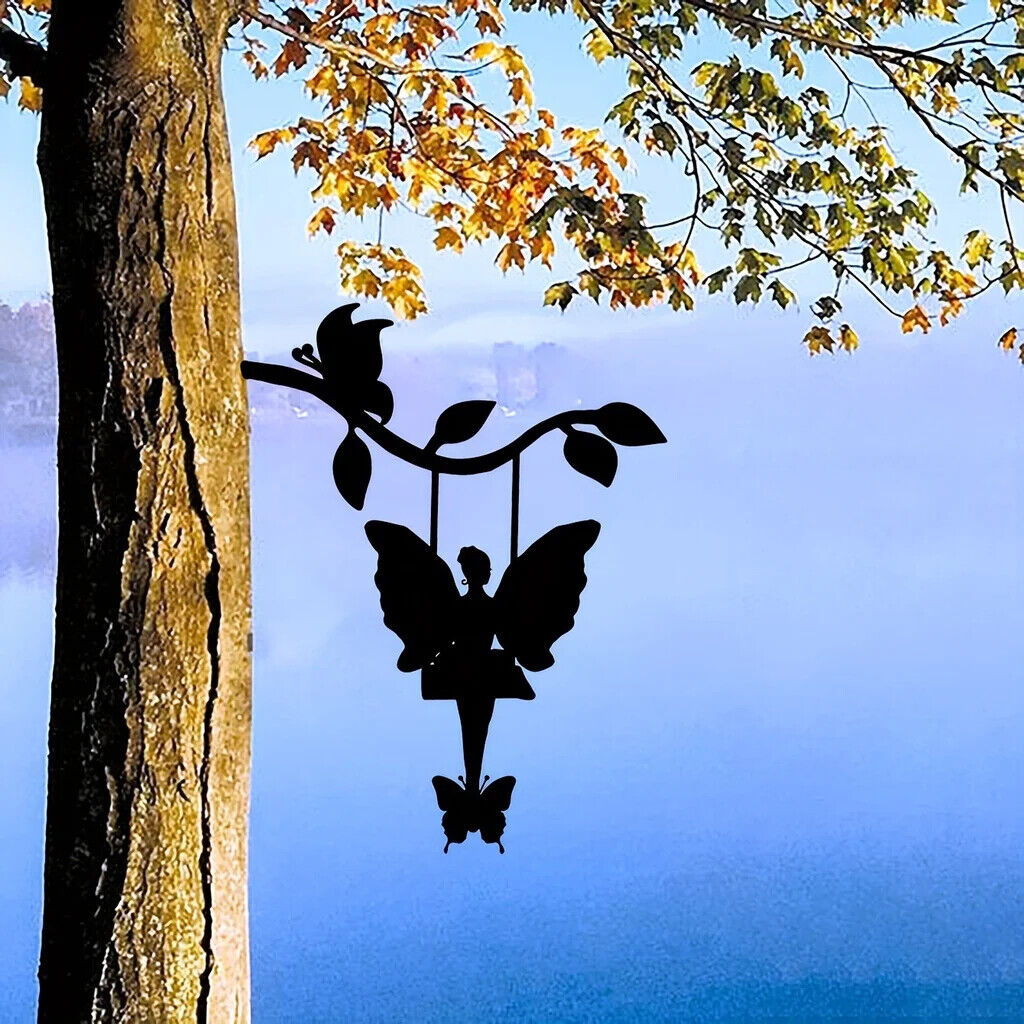 Elf On Branch Steel Silhouette Metal Wall Art - Perfect for Birthdays