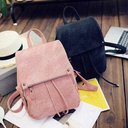 Lady Rucksack Women's Travel Bag Girl's College Backpack Shoulder Bag PU Leather