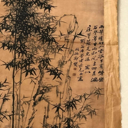 Vintage Zheng Banqiao Ink Bamboo Painting 68x36cm Chinese Wall Art Collectible