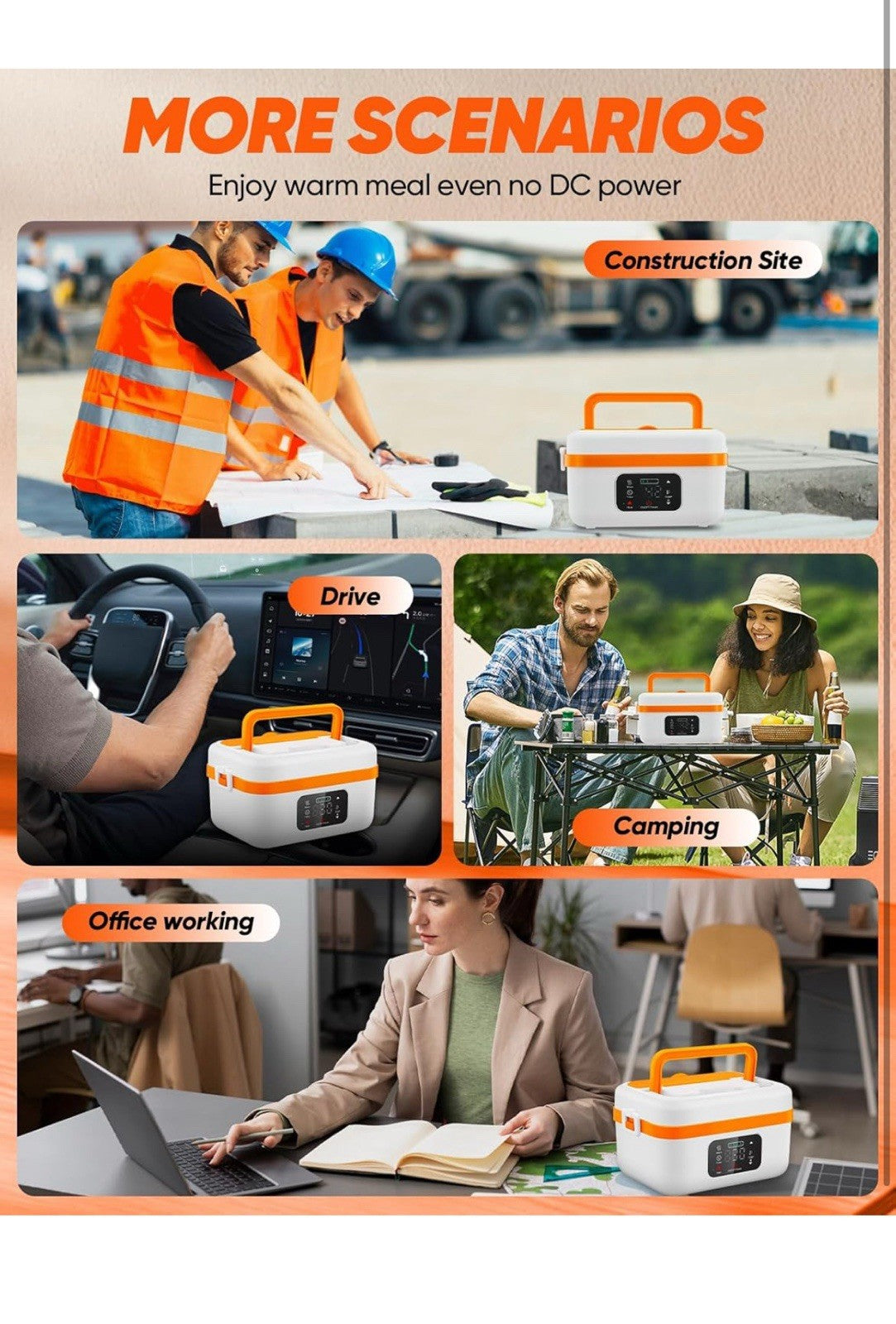 Cordless Electric Lunch Box Adults Programmable Rechargeable Food Warmer