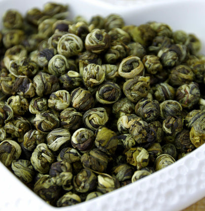 Organic high grade Jasmine Dragon Pearl Chinese GREEN TEA balls,mo li long zhu