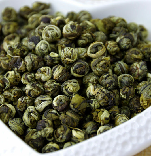 Organic high grade Jasmine Dragon Pearl Chinese GREEN TEA balls,mo li long zhu