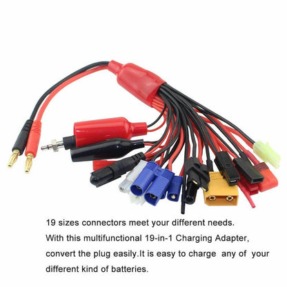 19 in1 RC Lipo Battery Charger Adapter Convert Cable 4mm Banana Plug to Traxxa
