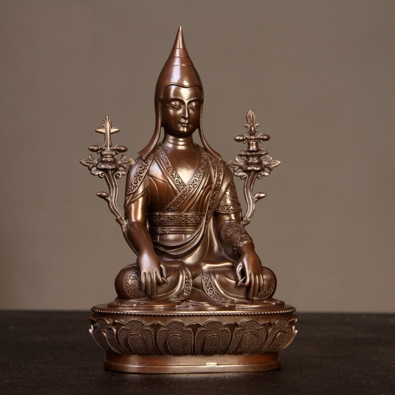 4.8" Brass Tibetan Longchen Rabjampa Statue Longchenpa Buddhism Feng Shui Decor