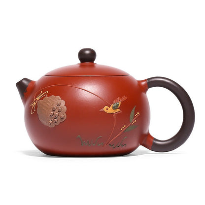 Handmade Tea Pot on Sales Real Yixing Zisha Zhu Clay Marked Pot Crane Relief Pot