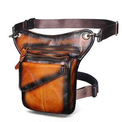Real Leather Casual Shoulder Messenger Bag Fashion Waist Belt Pack Drop Leg Bag