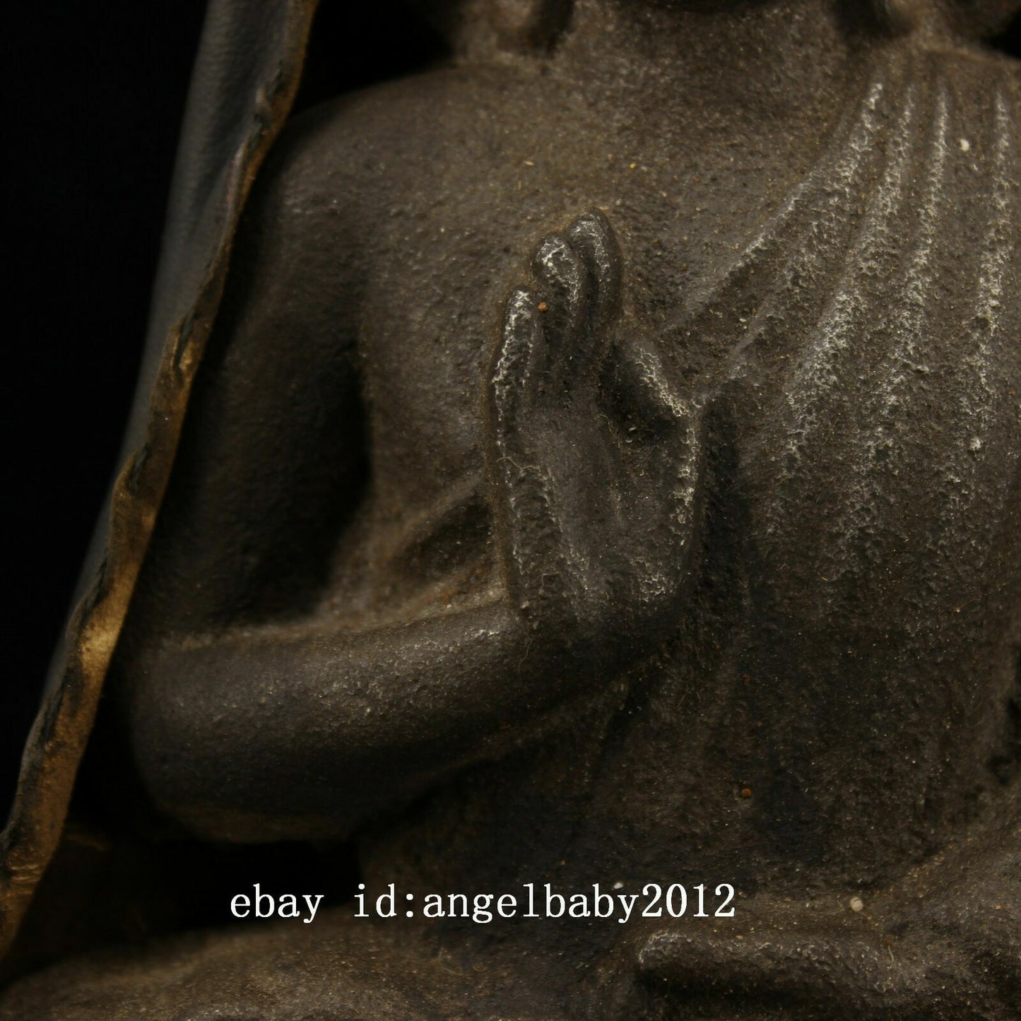 8" Chinese Old Antique Tibet Handmade Meteorite Iron Sakyamuni Buddha Statue
