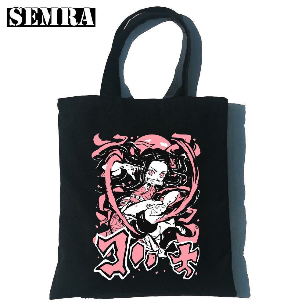 Canvas Tote Shoulder Bag Student Teacher Large Square Purse White / Black Pouch