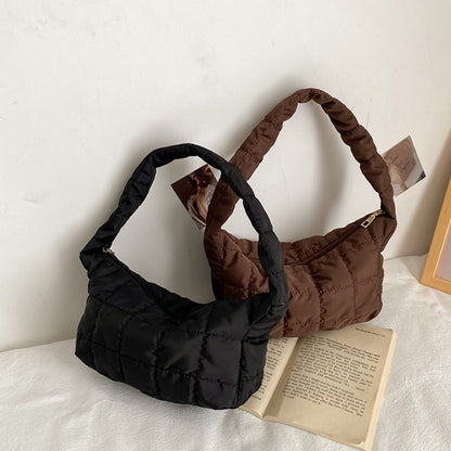Folds Rhombus Embroidery Thread Underarm Bag Shoulder Bags Oxford Cloth Handbags