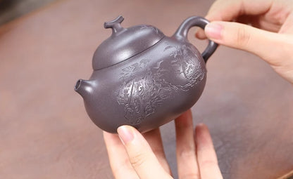 220cc chinese Yixing Handmade Zisha teapot tianqing clay eggplant GongFu Tea Pot