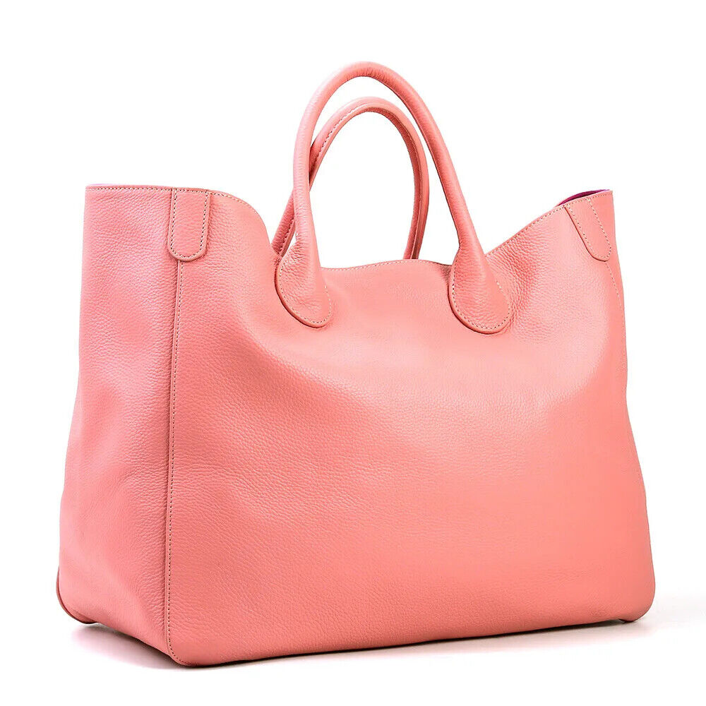 41cm Big Women Tote Bag 100% Top Cow Hide Leather Handbag Lady Travel Bag