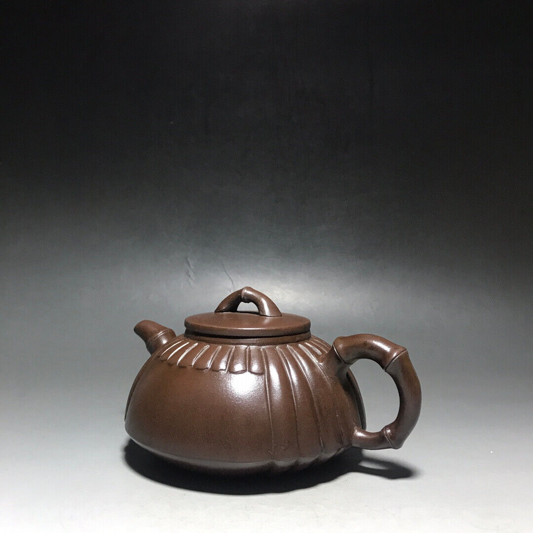 Chinese Yixing Zisha Clay Handmade Exquisite Teapot（扁竹 底款：顾景舟）